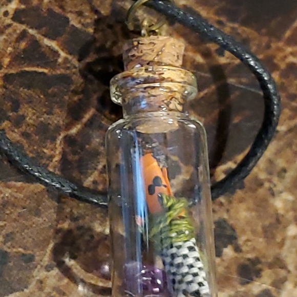 Voodoo Doll Worry Doll Amethyst Wish Bottle Spell Charm Necklace Handmade - Picture 2 of 6